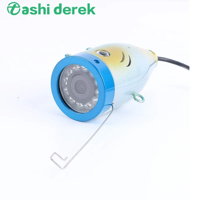 Underwater Fishing Camera - 水中釣り用の特別なデザインの魚型カメラ、12個の白い暗視ライト、IP68防水、15 m、30 m、50mオプションのケーブル