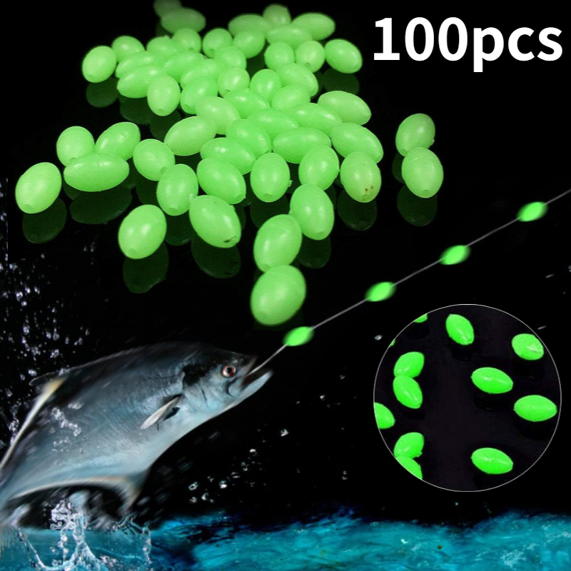 Fishing Equipment Hook - 100 ピース/ロットオーバルナイト発光釣りビーズ光る海釣りルアー餌フローティングビーズ釣具ツールリグ 4/5/6/8 ミリメートル