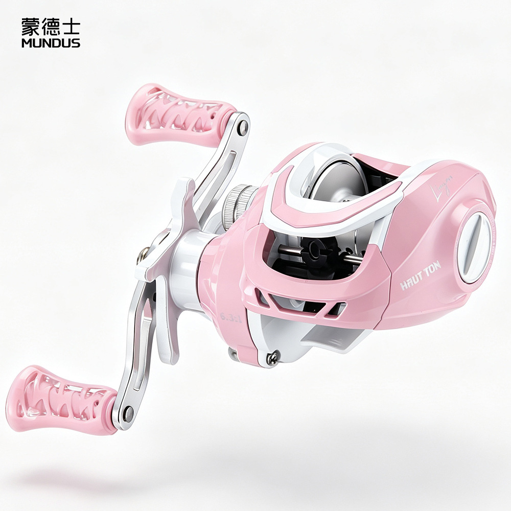 Electric Fishing Reel - ピンク 6.3:1 ギア比 3+1 ボールベアリング バックラッシュ防止