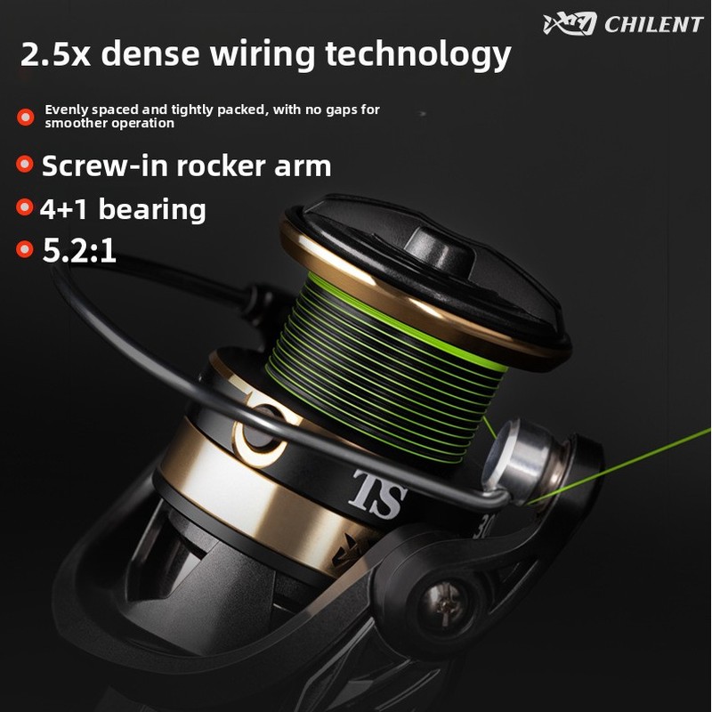 Electric Fishing Reel - 最先端のワイヤー配置を採用した隙間のないスピニングリール、長距離キャスティング用の金属製釣りリール、回転式釣りリール