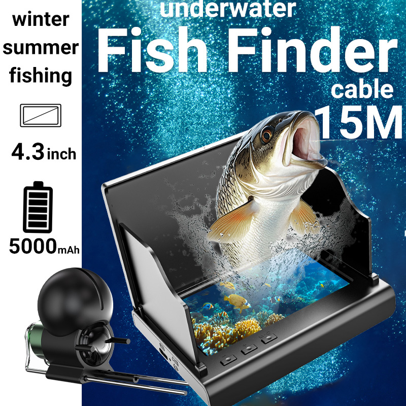 Underwater Fishing Camera - 4.3インチ氷上釣りカメラ魚群探知機1080P HD水中カメラナイトビジョンIR LED搭載、湖や川用ケーブル付きハンドヘルドタイプ