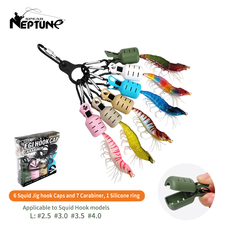 Fishing Equipment Hook - 新型イカ釣り餌保護カバー6個の網足タコフックカバーイカ傘餌キャップ、鉄ボタン釣り具付き