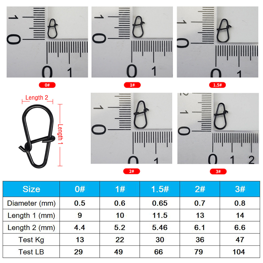 50 個クランクベイトスナップステンレス鋼デュオロックルアー - Fishing Equipment Hook のレビューと価格