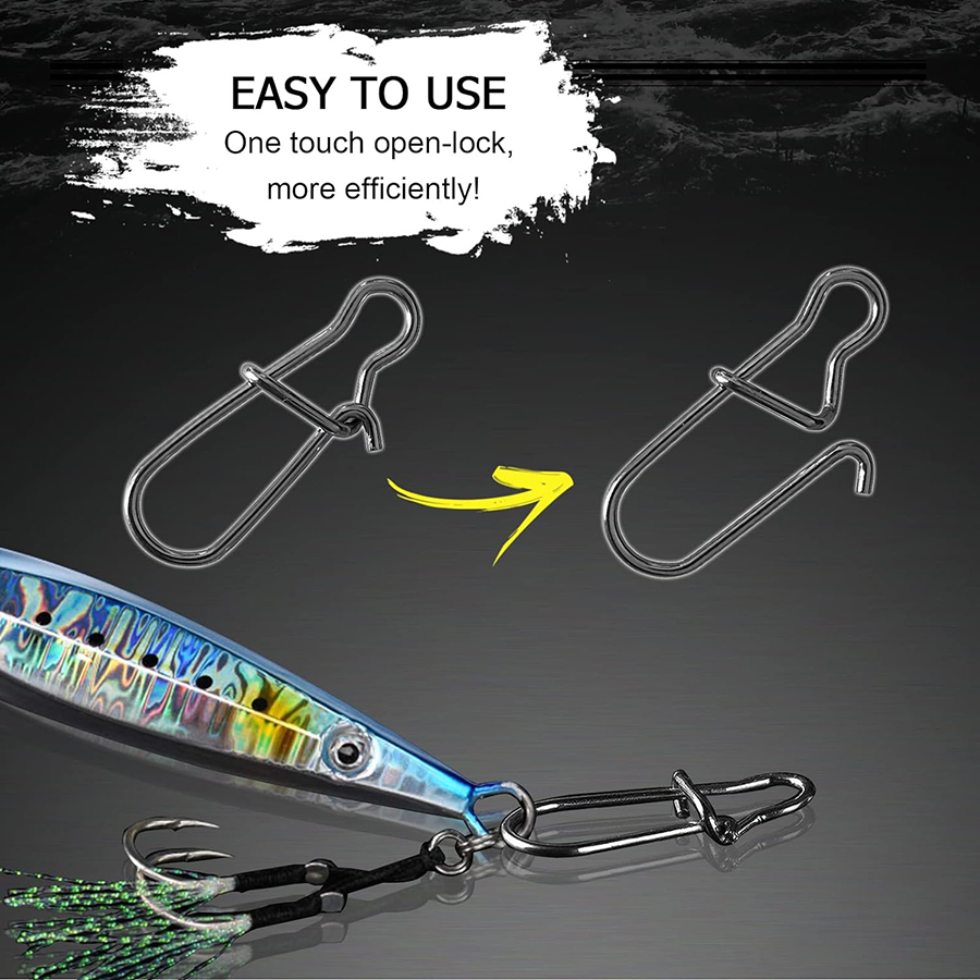 50 個クランクベイトスナップステンレス鋼デュオロックルアー - Fishing Equipment Hook のレビューと価格